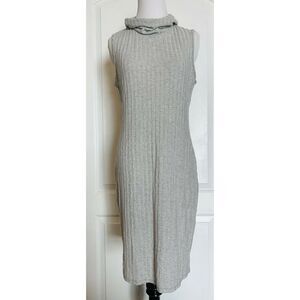 Cowl Neck Maternity Sleeveless Knit Gray Dress Knee Length Casual Stretch M